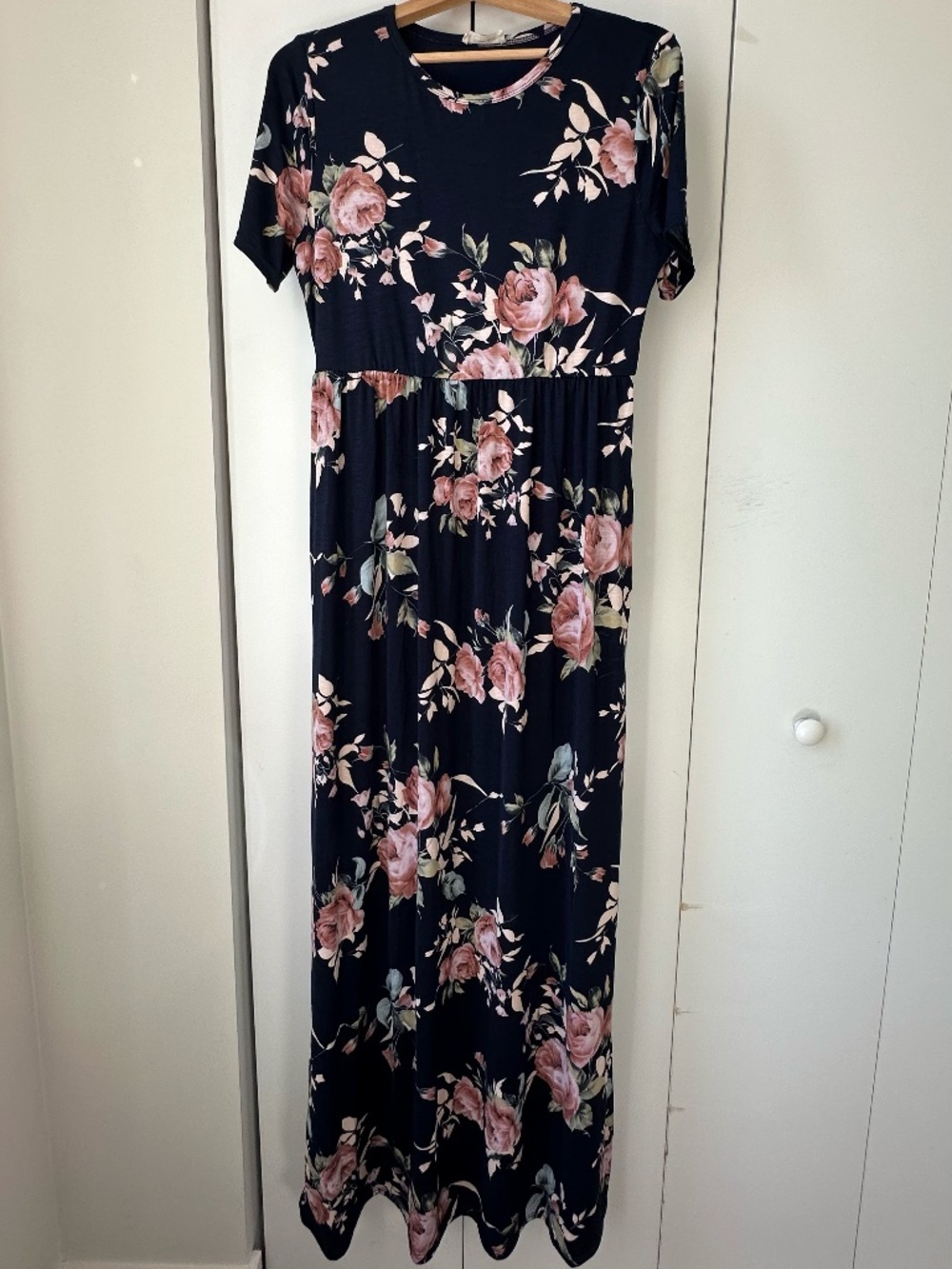 Beeson River Short-Sleeve Floral Maxi Dress - Navy & Pink XL